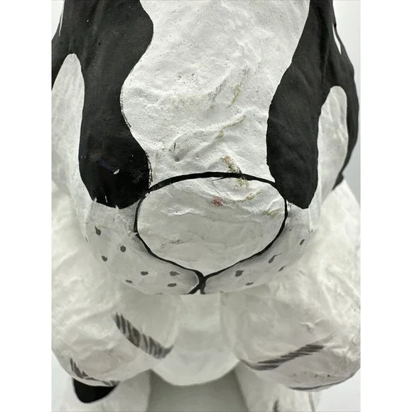 Dept 56 Bunny Rabbit Papier Paper Mache Large Black White Easter RARE - Picture 12 of 16